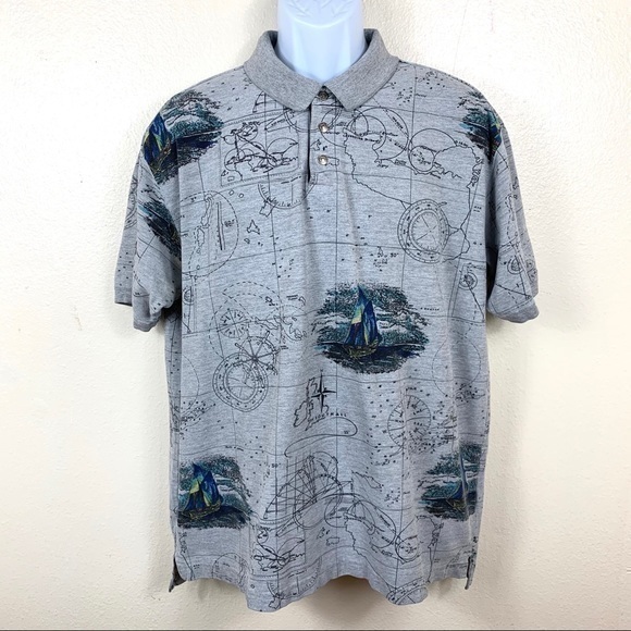 Vintage Regatta Mens Polo Shirt Gray Earth L